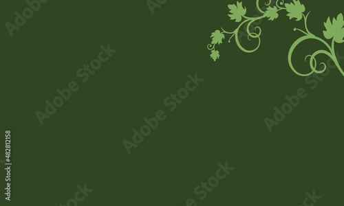 green background with leaves in the top corner