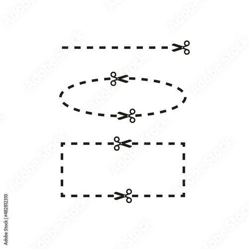 Scissors are cut along the line. Coupon. The cut-off line. Simple vector illustration on a white background