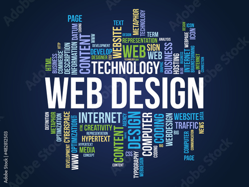 Web design word cloud template. Creative concept vector background.