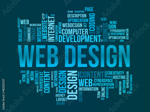 Web design word cloud template. Creative concept vector background.