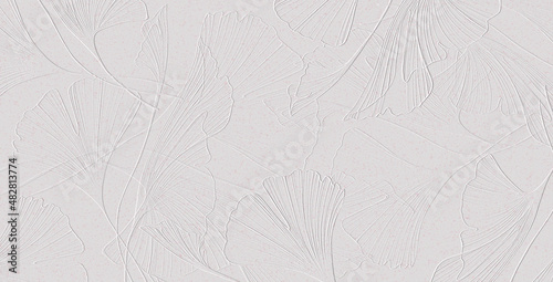 Tekstura monochromatyczna w kolorze jasnego beżu z motywem florystycznym, efekt tłoczonego papieru. Grafika cyfrowa przeznaczona do druku na tkaninie, papierze ozdobnym, płytkach ceramicznych, tapecie © Victoria Ritchie