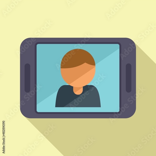 Online video call icon flat vector. Student class