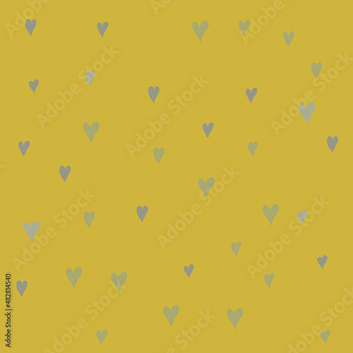 Hearts on golden background. Vector seamless pattern. Background for wallpaper, packagings, postcard, textiles, paper, holiday, etc. 