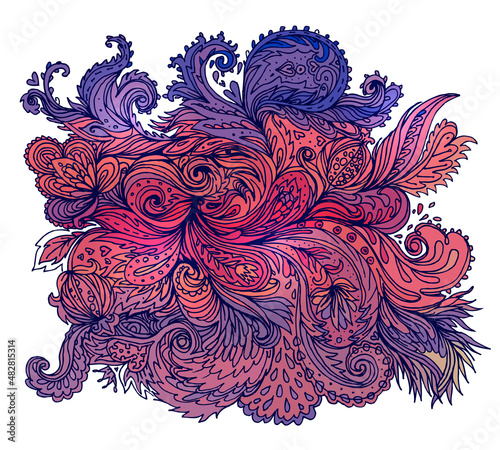 Vector colorful paisley texture with abstract flowers