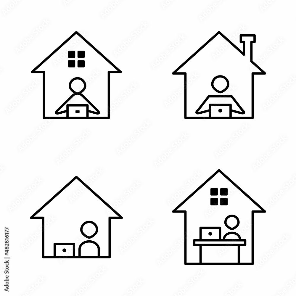 Work From Home, Remote Work Icon Design Vector Logo Template Illustration Sign And Symbol