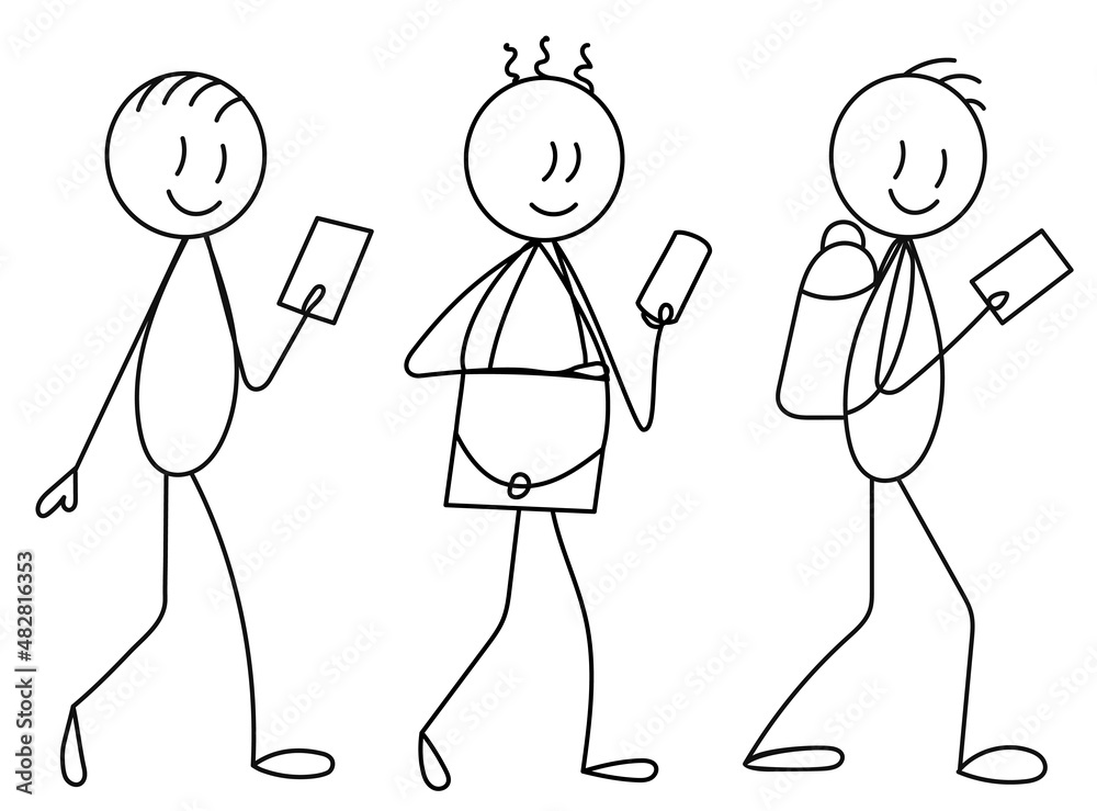 figures of people with phone sketch, isolated, vector figures of people with phone sketch, isolated, vector
