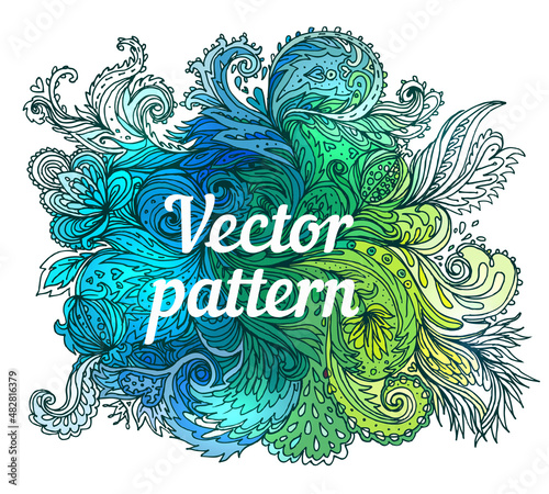 Vector colorful paisley texture with abstract flowers