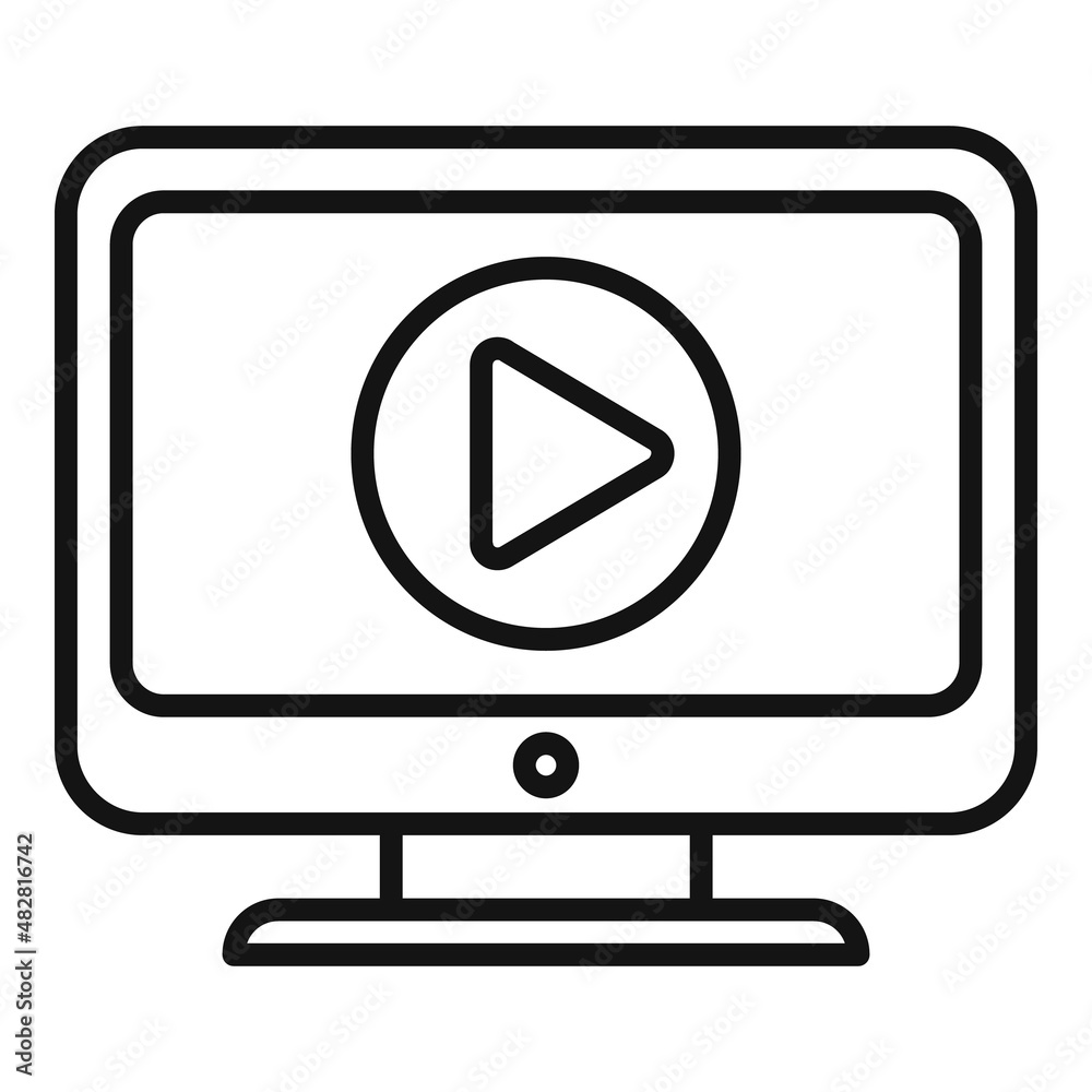 Online video player icon outline vector. Distance study Online video player icon outline vector. Distance study