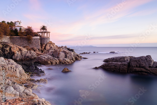 Amazing sunrise at the Sea (Coastline of Costa Brava, Catalonia, Spain, S'Agaro)