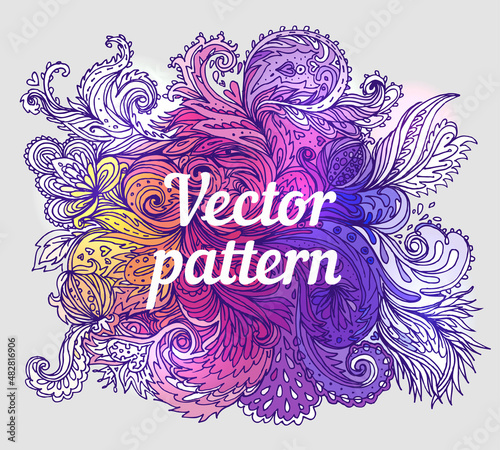 Vector colorful paisley texture with abstract flowers