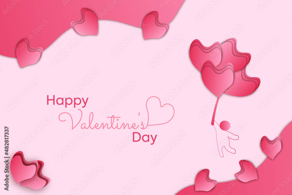 Happy valentine day. with simple gradient valentine's day background Vector With Love