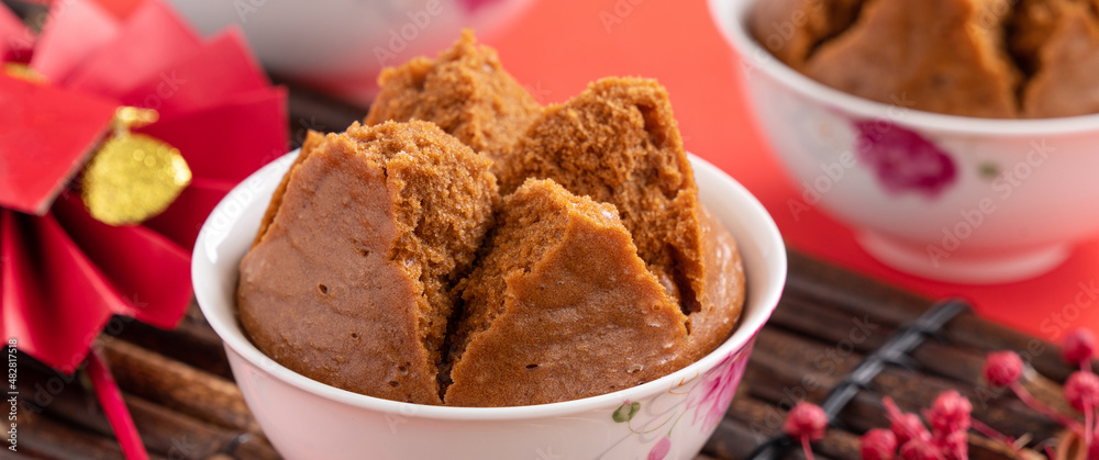 Delicious Chinese steamed sponge cake named Fa Gao for lunar new year festival traditional food. Delicious Chinese steamed sponge cake named Fa Gao for lunar new year festival traditional food.