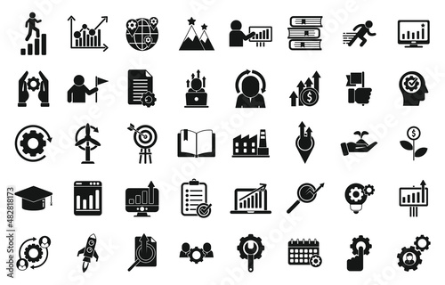 Sustainable development icons set simple vector. Goal security