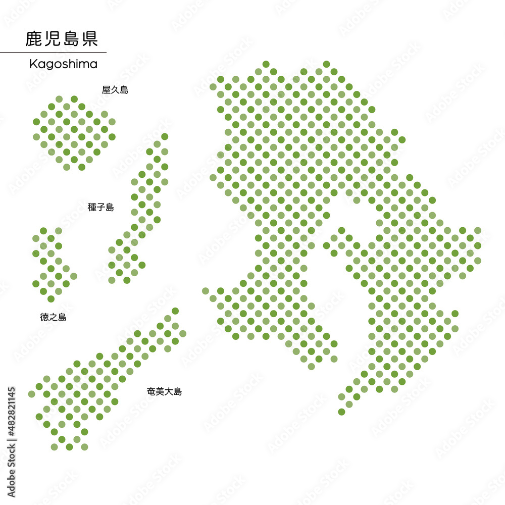 鹿児島県のデザイン地図　ドット