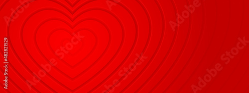 3D bright red hearts with soft shadow from left.  Abstract romantic backgroun...