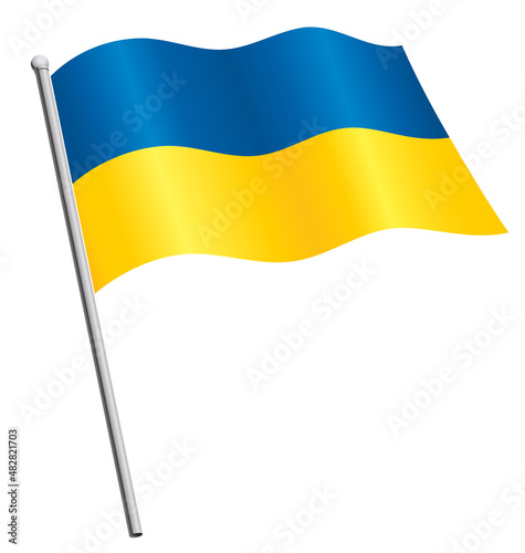 Ukraine flag flying on flagpole