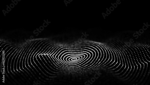 3D digital circular dynamic wave. Technology wave. Seamless flow digital structure. Cyber technology background. 3D rendering.