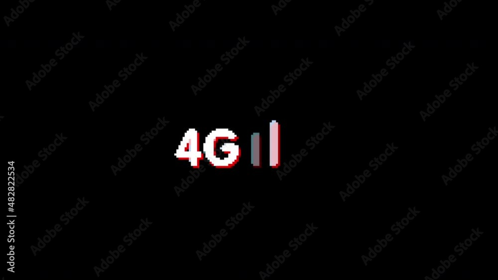 4G icon Glitch animation. isolated on black background.digital glitch effect. 4K video. cool effect. 4G icon Glitch animation. isolated on black background.digital glitch effect. 4K video. cool effect.