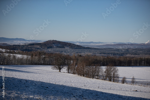 mountains landscape view in winter with snow