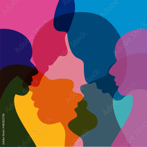 People, human discussion concept. Abstract color background. Vector ilustration.