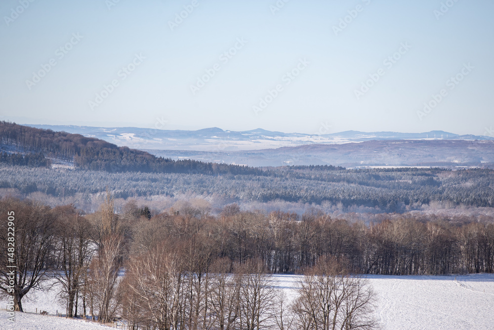 mountains landscape view in winter with snow