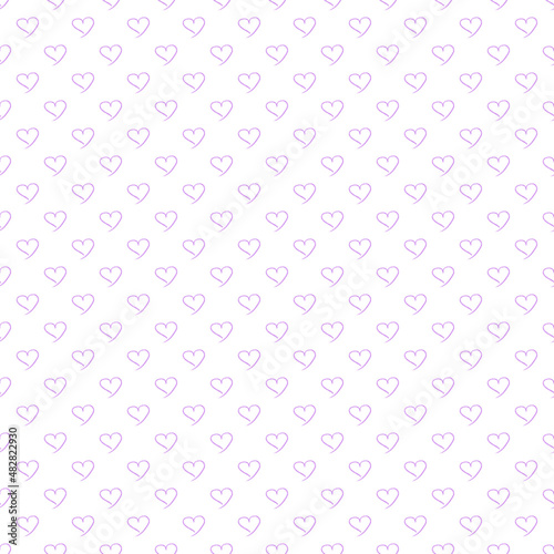 Seamless pattern - pink hearts on a white background.