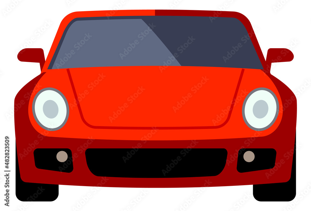 Red car icon. High speed sport auto front view Red car icon. High speed sport auto front view