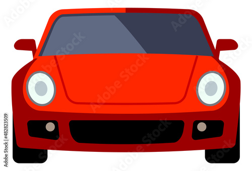 Red car icon. High speed sport auto front view © MicroOne