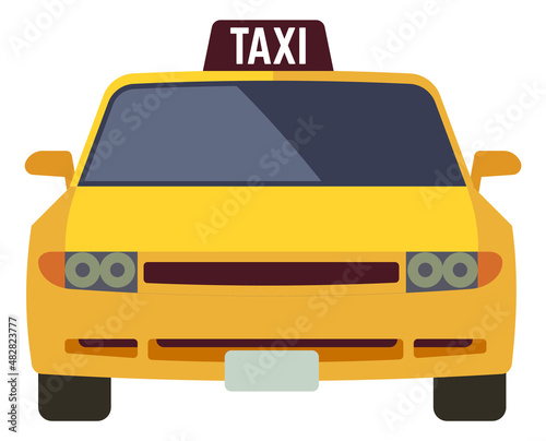 Taxi car icon. Yellow cab front view