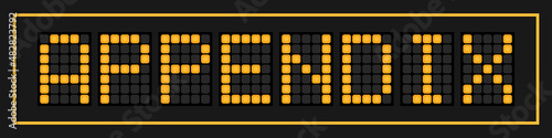 Orange color led in word appendix on black background