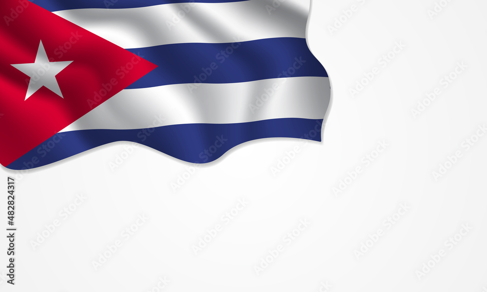Cuba flag waving illustration with copy space on isolated background