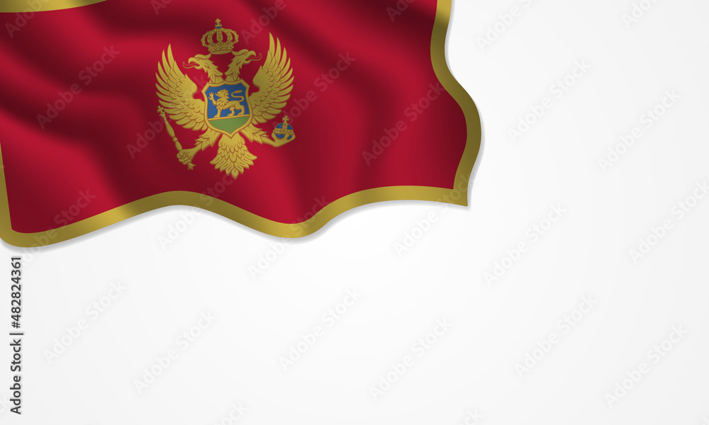 Montenegro flag waving illustration with copy space on isolated background Montenegro flag waving illustration with copy space on isolated background