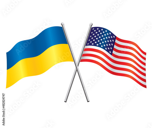 usa and ukraine flags crossed alliance