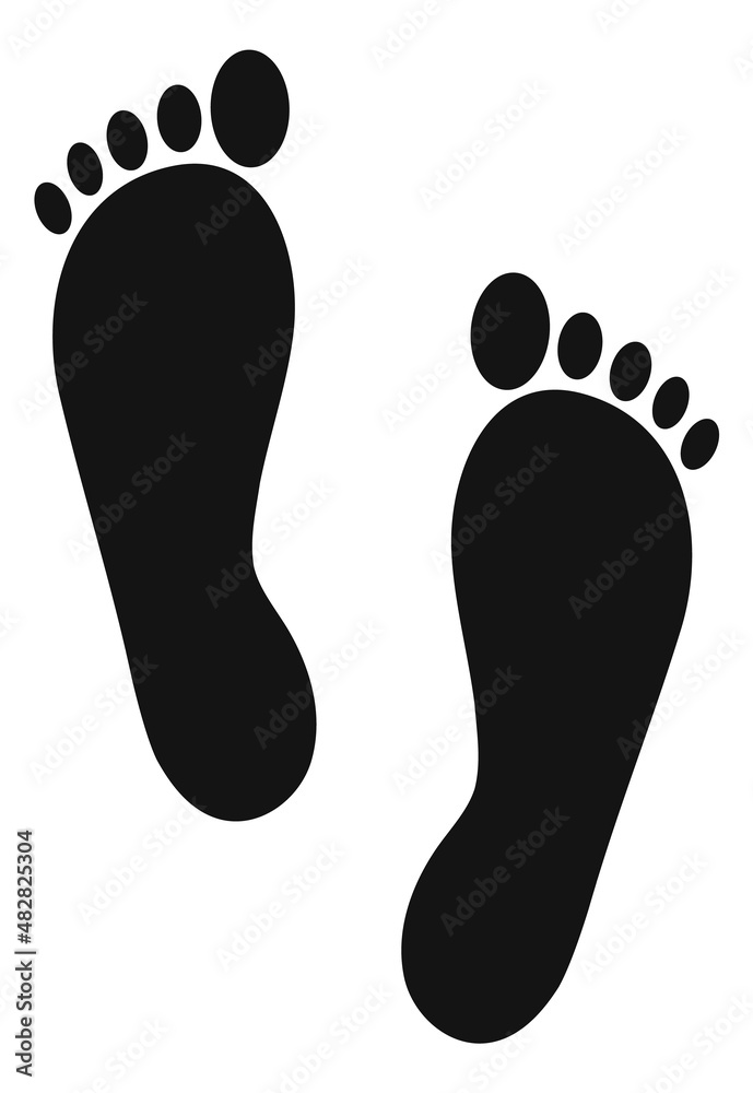 Footprint icon. Bare foot silhouette. Human step mark Footprint icon. Bare foot silhouette. Human step mark