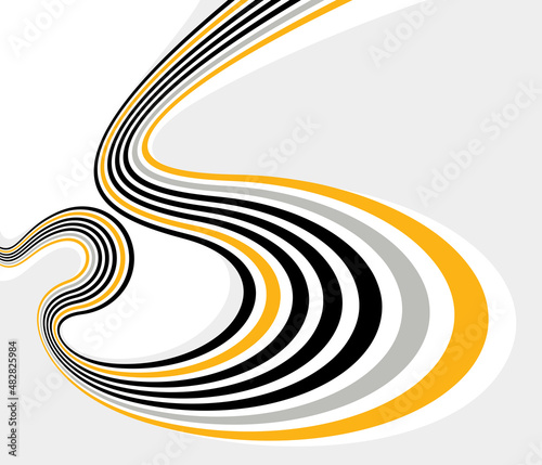 Lines in motion vector abstract background, 3D perspective creative optical design with stripes, sound and music concept, flowing lines.