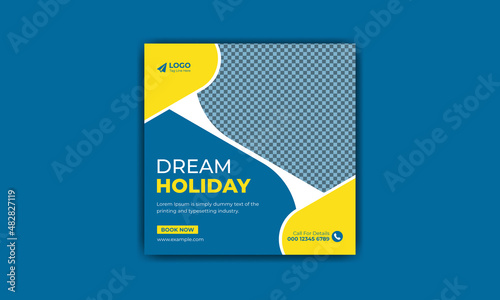 Travel Social media post and tour advertising travel agency business banner 