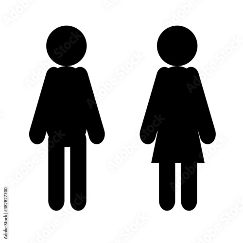 Black man and woman icon, isolated on white background, symbol for wc