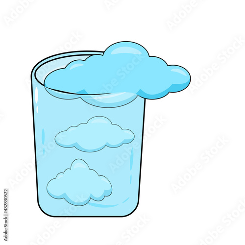 Steam cloud in glass. Vector illustration isolated on white background.