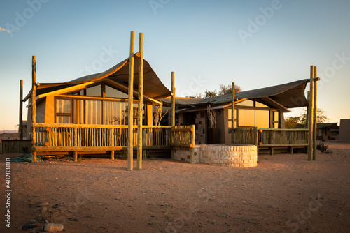 A luxury lodge in beautiful light, Sesriem, Namibia. photo