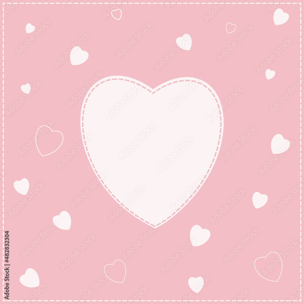 A big heart on the pink background with hearts