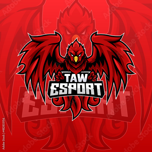 red phoenix e-sport logo template