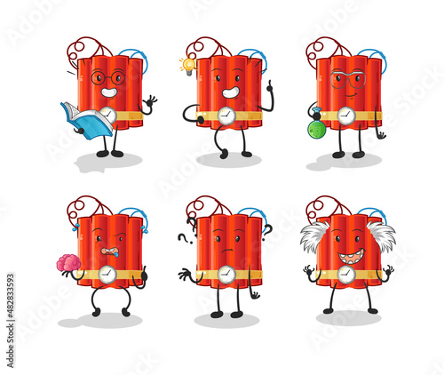 dynamite thinking group character. cartoon mascot vector