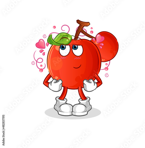 cherries shy vector. cartoon character