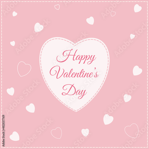 Happy Valentine's Day Heart on the pink background with hearts © Oksana Bondarenko