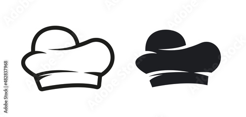 Chef hat logo with silhouette. Vector illustartion