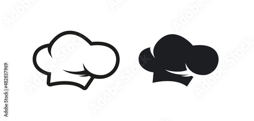 Chef hat logo with silhouette. Vector illustartion