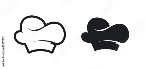 Chef hat logo with silhouette. Vector illustartion