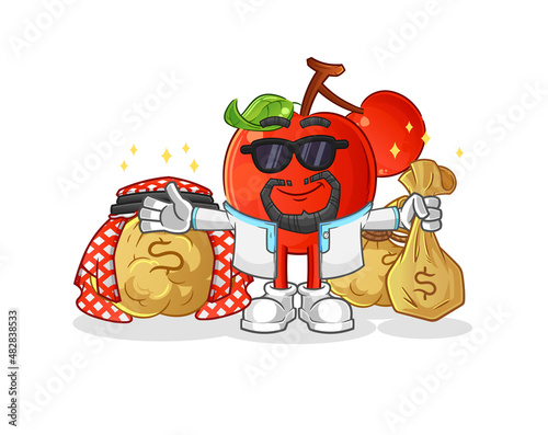 cherries rich arabian mascot. cartoon vector