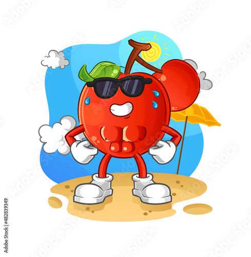 cherries sunbathing in summer. character vector