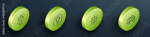 Set Isometric line Christian cross, Venus, Sun and Magic stone icon. Vector